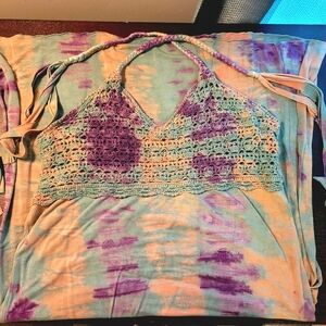 Blue Sky Tie-dye Smocked Halter Dress Sz L